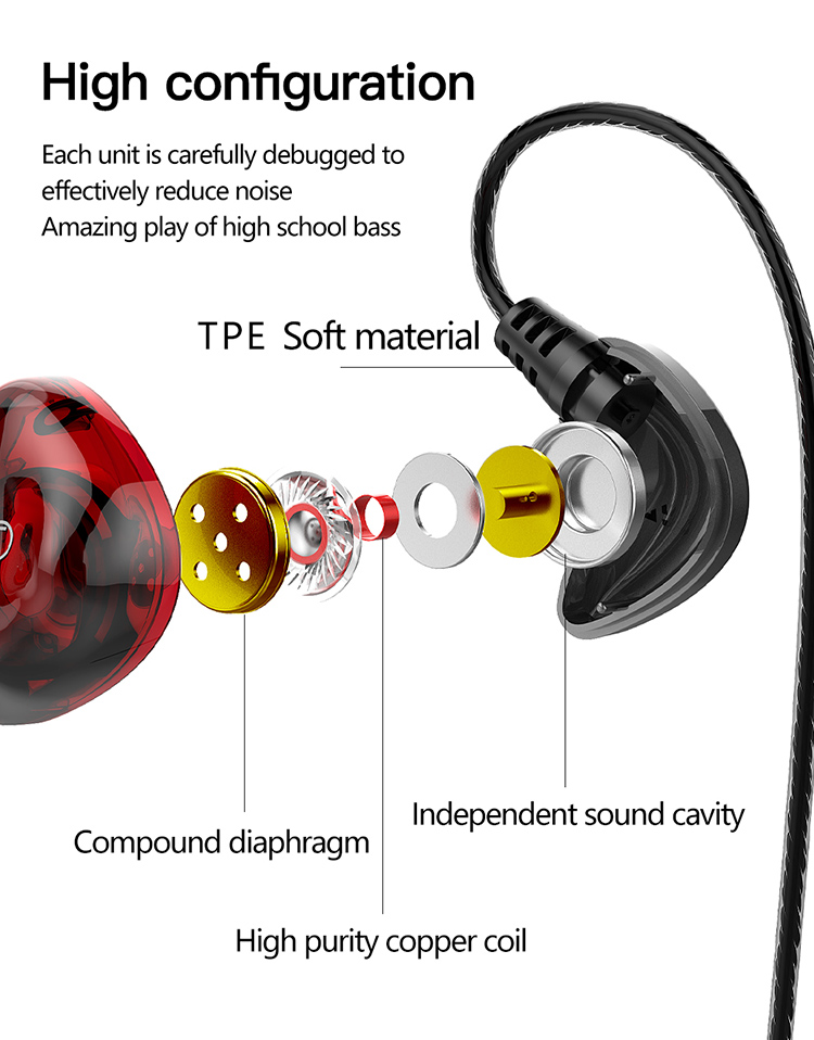 D200 earphone ,D200 wired earphones, earplugs with microphone, D200 earplugs